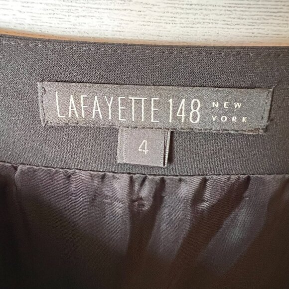 Lafayette 148 New York Skirt Womens Size 4 Black Wool Blend Double Vent Pencil - Picture 2 of 16